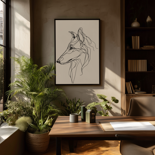 Wandbild Dog Poster Line Art Collie, minimalistisches modernes Design, ideal für stilvolle Raumgestaltung.