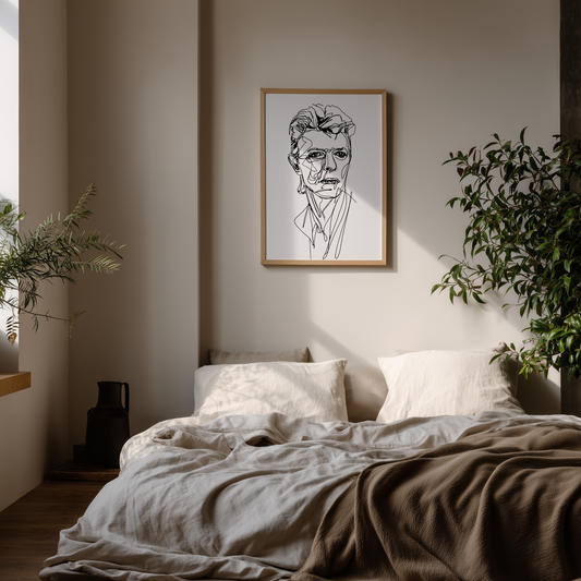 Wandbild Shooting Star Music Poster Line Art David Bowie, minimalistisches modernes Design, ideal für stilvolle Raumgestaltung.