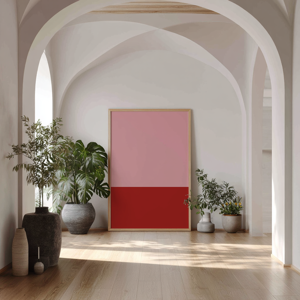 Wandbild Trend Blocks Rose Red Poster Colorful Artwork, minimalistisches modernes Design, ideal für stilvolle Raumgestaltung.